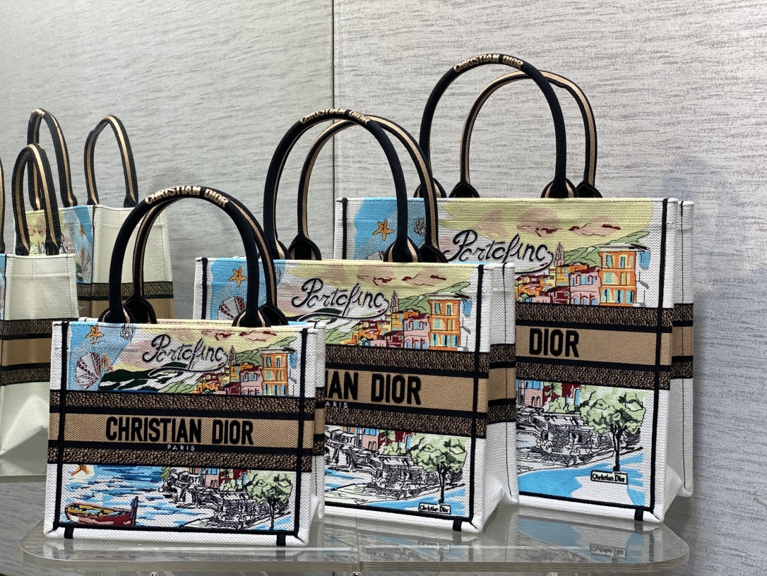 TOP Christian Dior  Book Tote Bag - 3 Sizes - Blue and Yellow