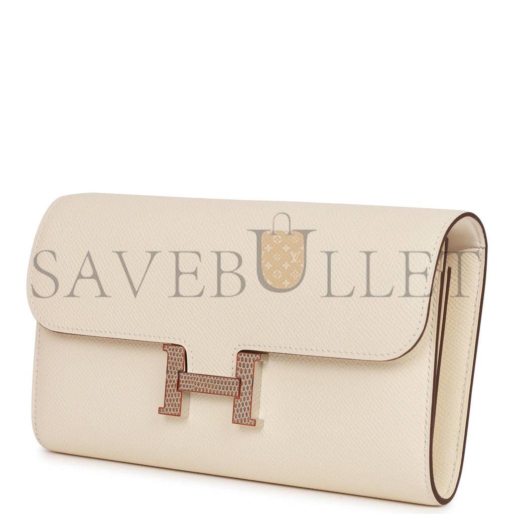 HERMES CONSTANCE WALLET TO GO NATA EPSOM AND LIZARD PALLADIUM HARDWARE (20*11*4cm)