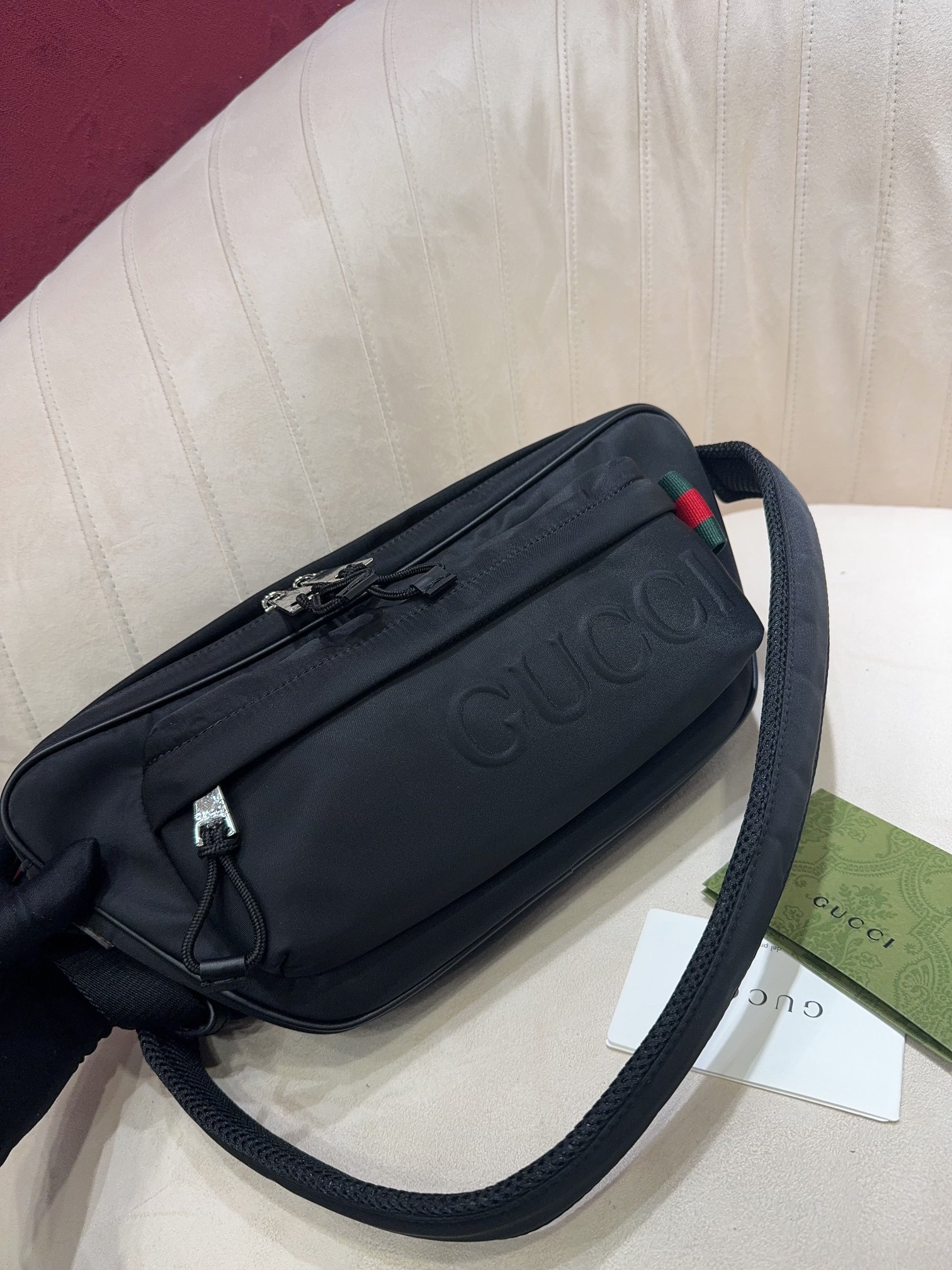 TOP GUCCI GG Canvas Crossbody Bag 34*15*10cm - Black