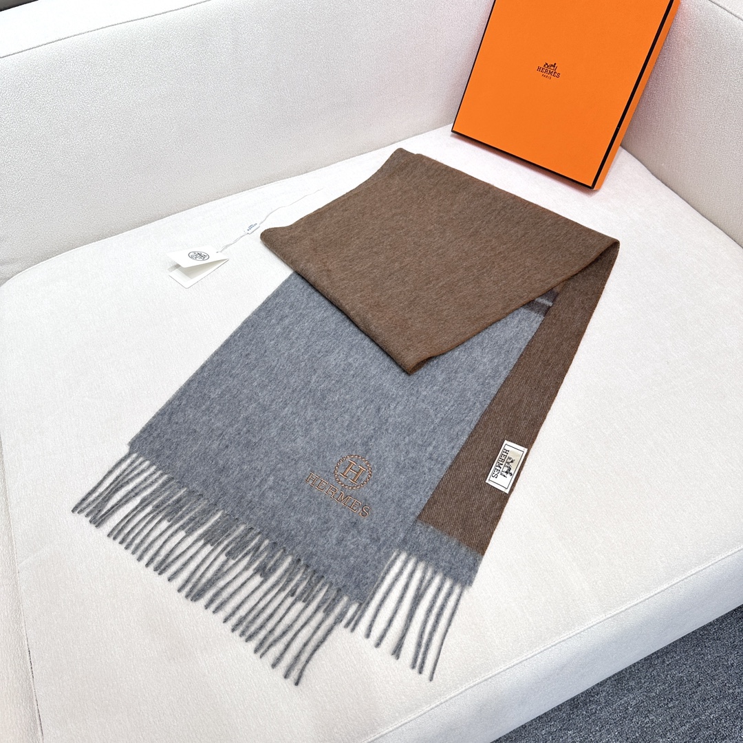 TOP HERMES Cashmere Scarf 30 x 180 cm - 2 Colors