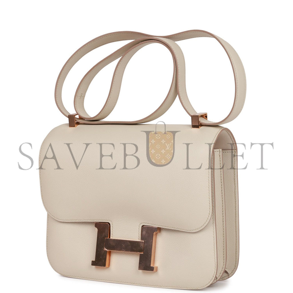 HERMES MASTER CONSTANCE 24 GRIS PERLE EVERCOLOR ROSE GOLD HARDWARE 39830448537694 (24cm)