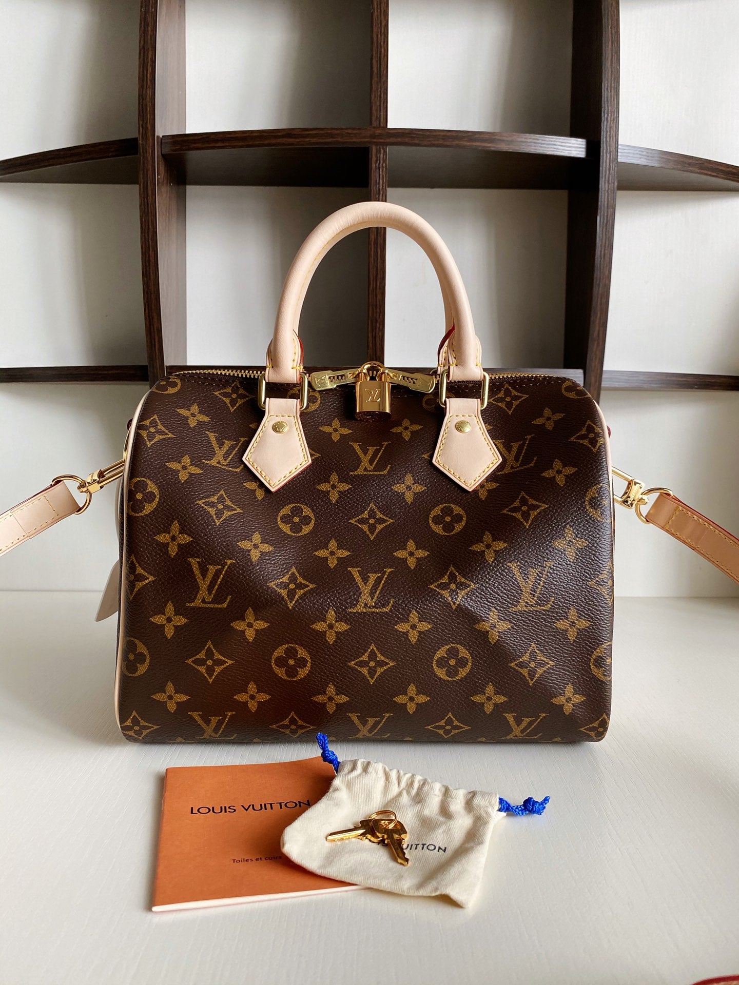 TOP Louis Vuitton LV Speedy 25 Monogram Bag 25x19x15cm -Brown