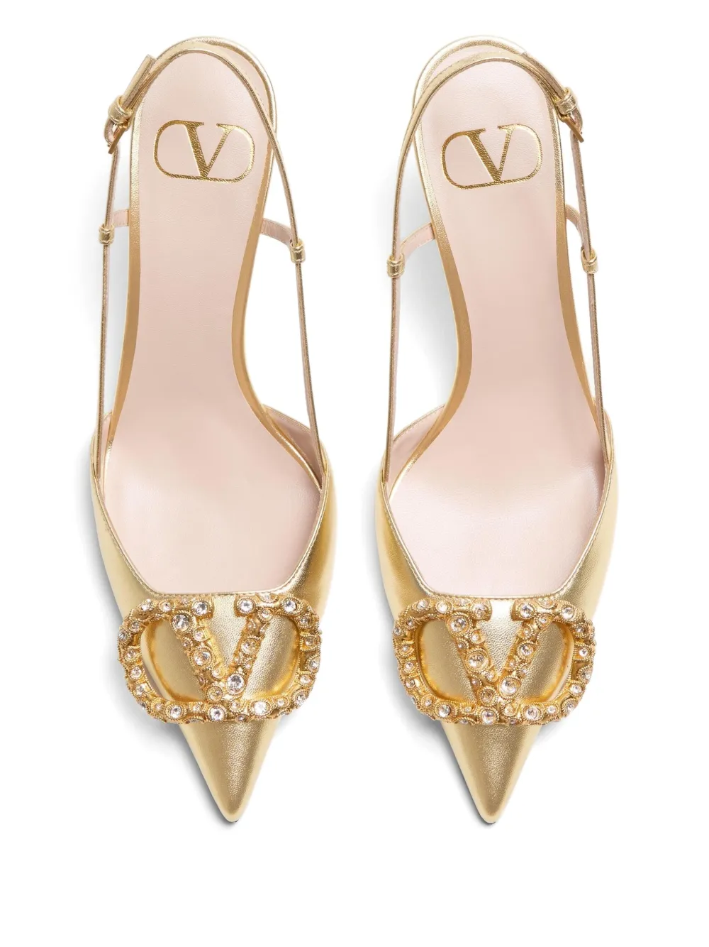 TOP VALENTINO VLOGO Signature Slingback High Heels - Gold
