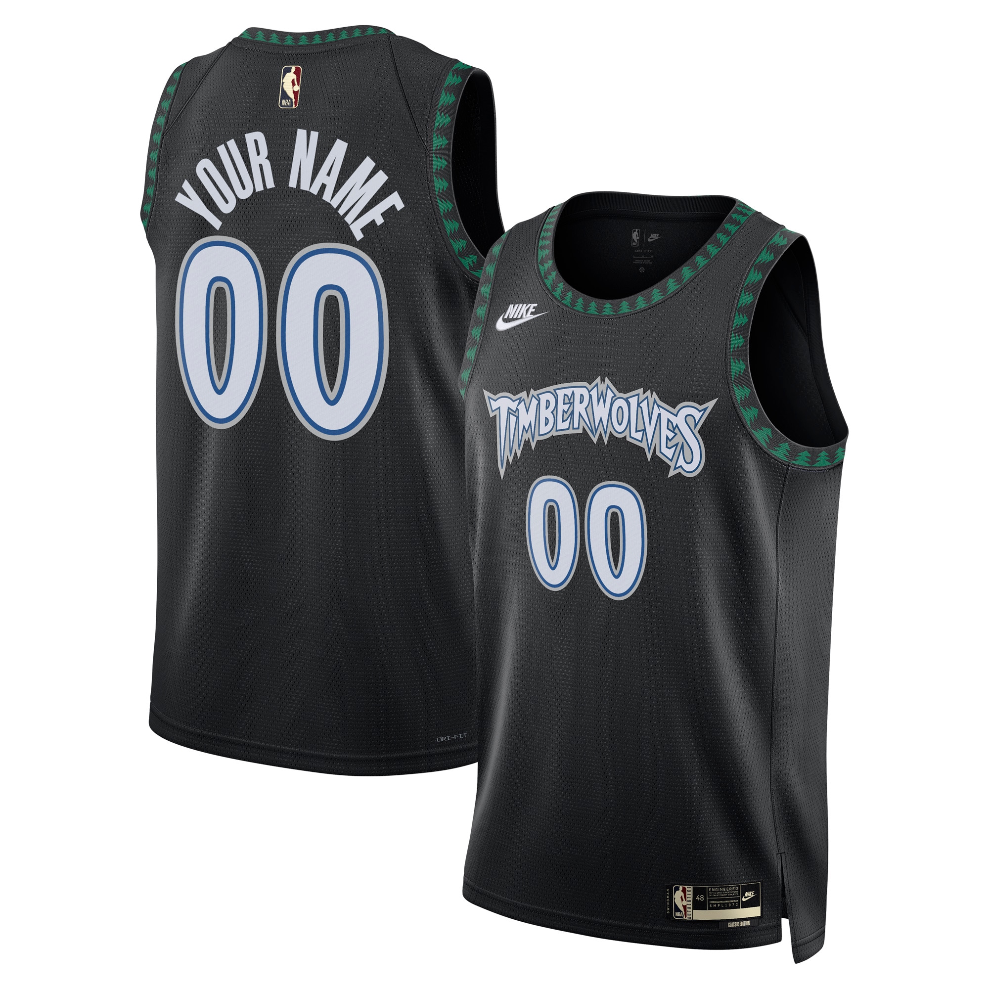 Custom Men's Minnesota Timberwolves Jersey - Black