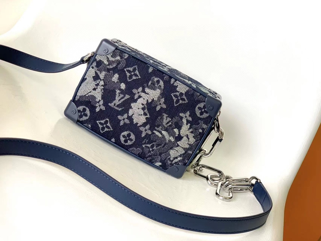 TOP Louis Vuitton LV Mini Soft Trunk Monogram Tapestry Bag 18.5 x 13 x 8 cm-Blue