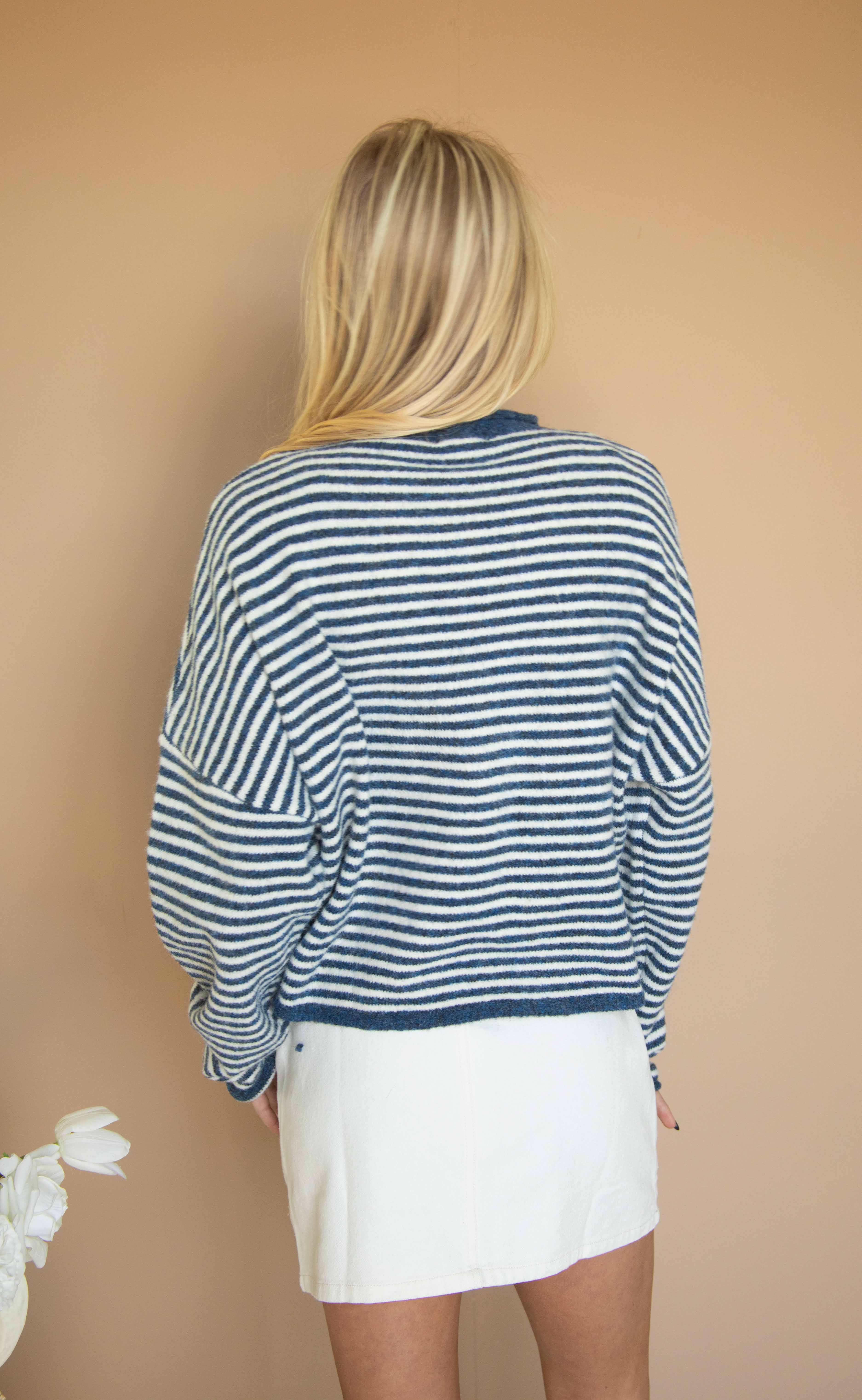 beat of your heart cardigan - denim stripe