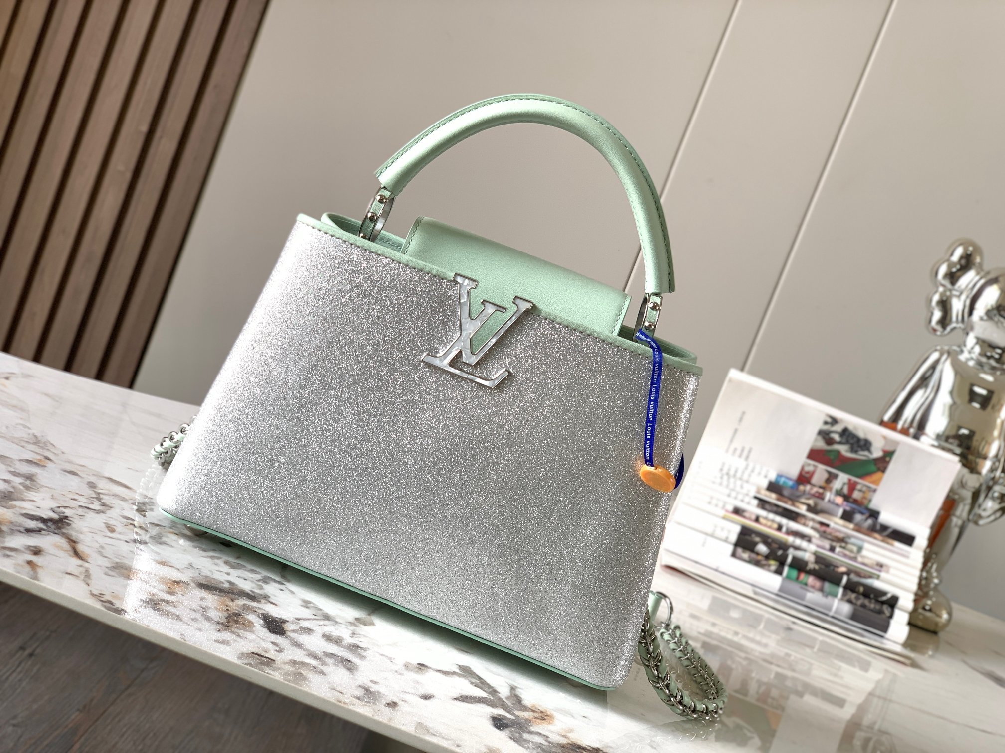 TOP Louis Vuitton LV Capucines Star Crystal Shell Buckle Bag 2 Sizes-Sliver