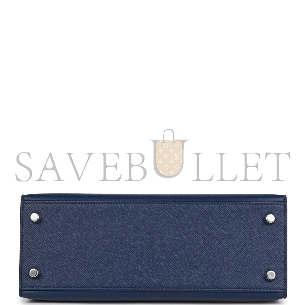 HERMÈS KELLY SELLIER 28 BLEU SAPHIR EPSOM PALLADIUM HARDWARE (28*22*10cm)