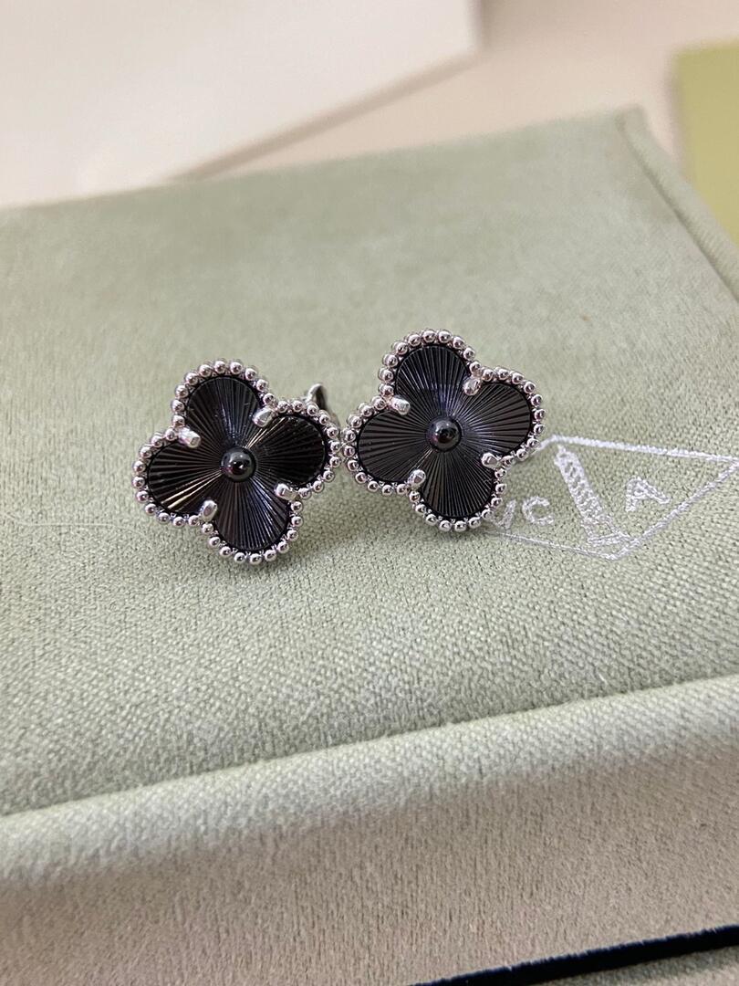 TOP Van Cleef & Arpels VCA Vintage Alhambra Earrings - Black