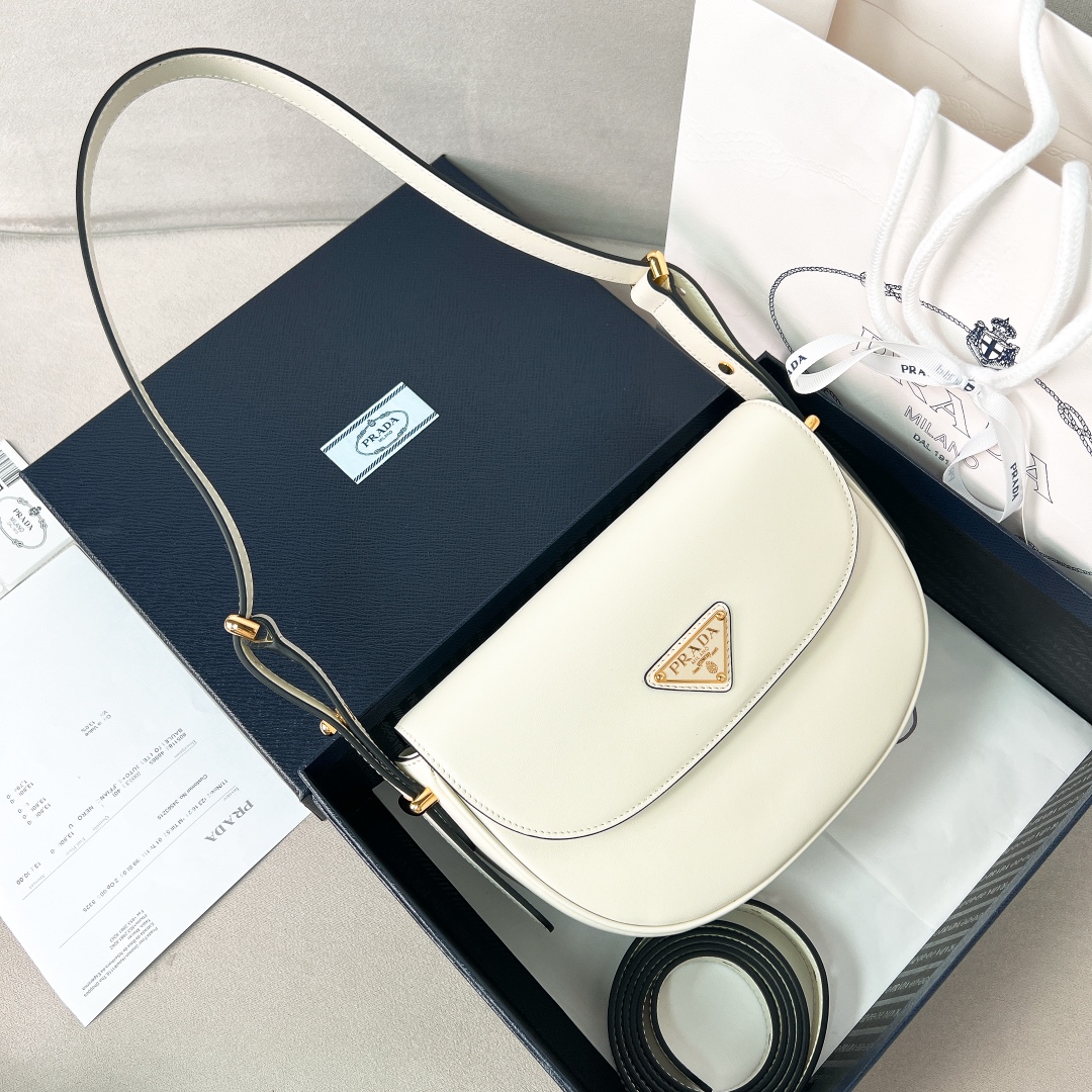 TOP PRADA Moon Bag Cow Leather with Lambskin Interior 22x17x5.5cm - 4 Color