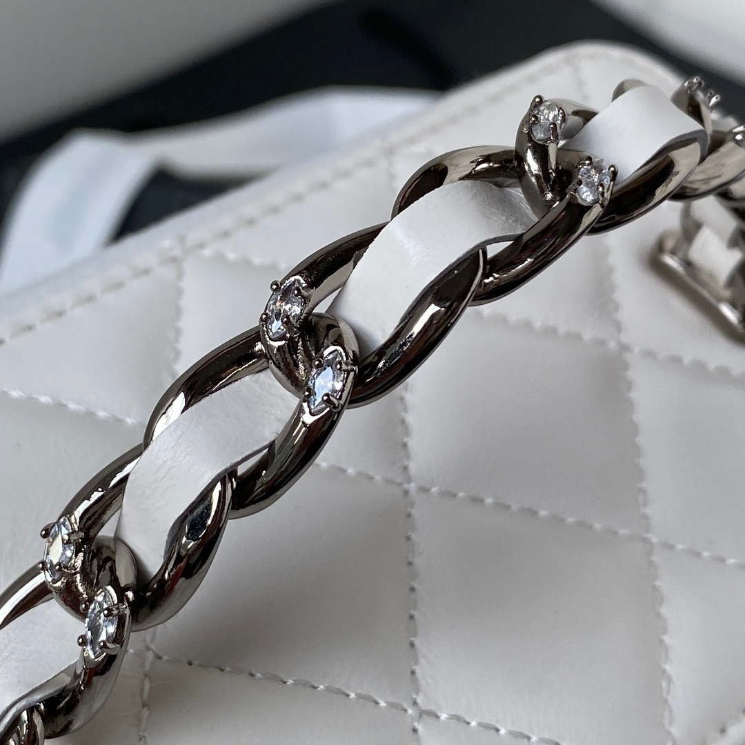 TOP CHANEL Handle Woc Single Back Crossbody Bag - 17×9.5×8cm - White&SHW