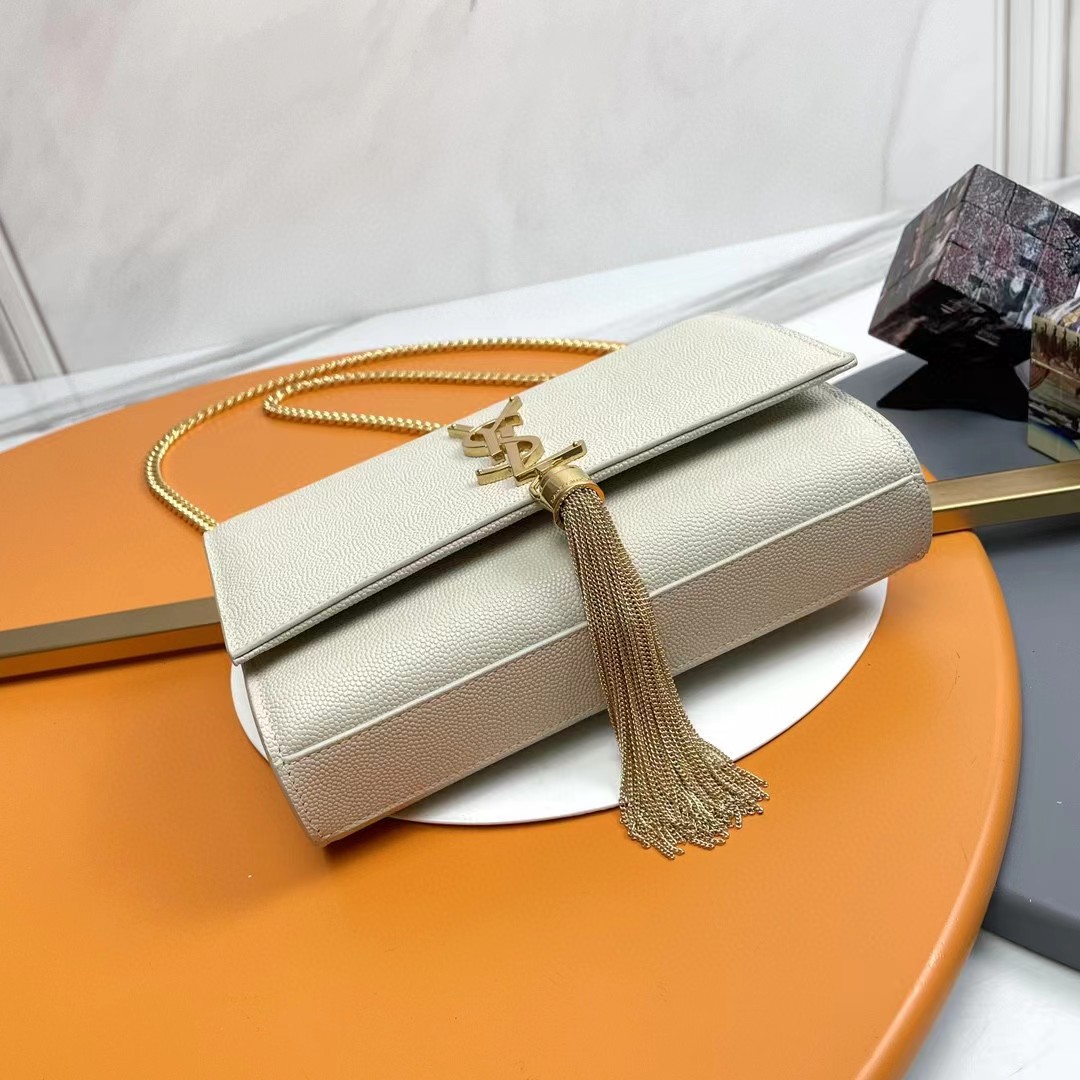 TOP Yves Saint Laurent YSL Kate Tassel Bag 20x12.5x5cm - Beige