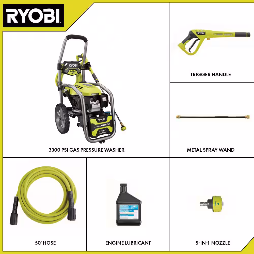 3300 PSI 2.5 GPM Cold Water Gas Pressure Washer with Honda GCV200 Engine