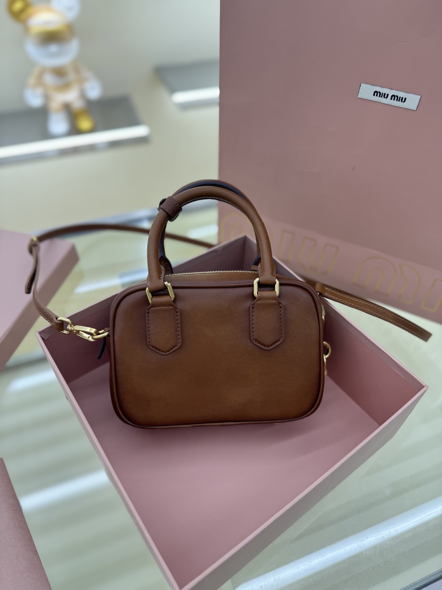 TOP Miu Miu Mini Arcadie Calfskin Bag 19x13x6cm - Brown