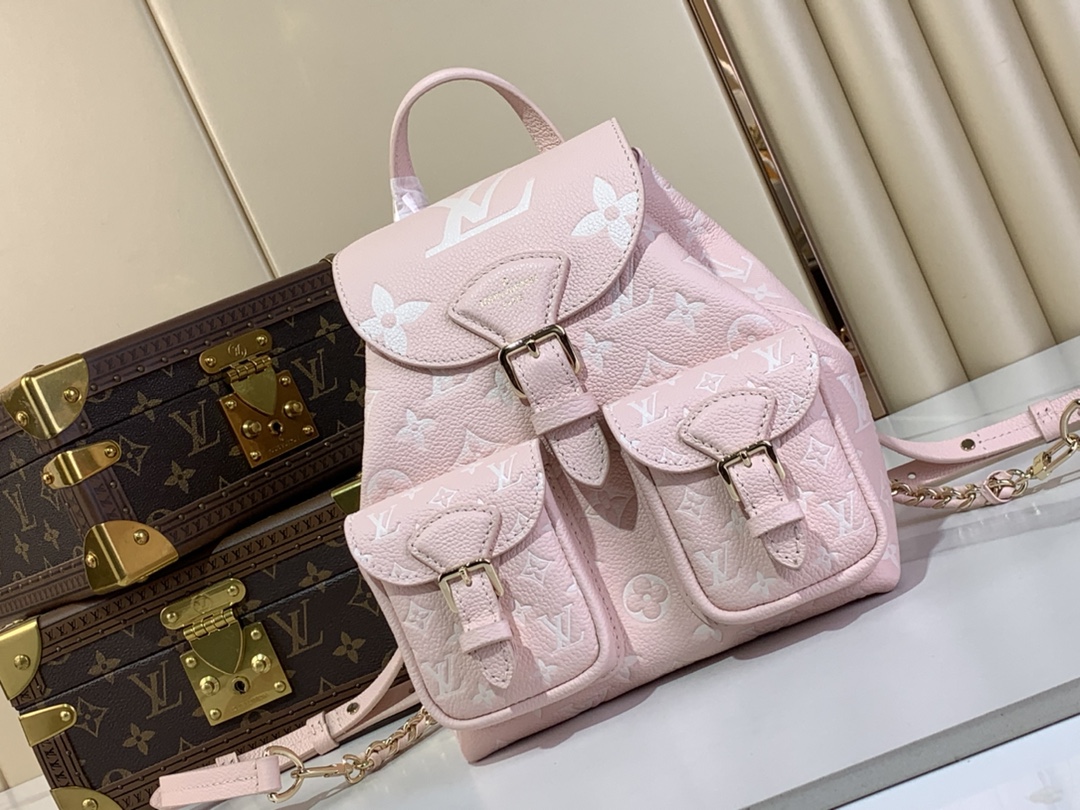 TOP Louis Vuitton LV Monogram Empreinte Backpack  20 x22x14cm-Pink