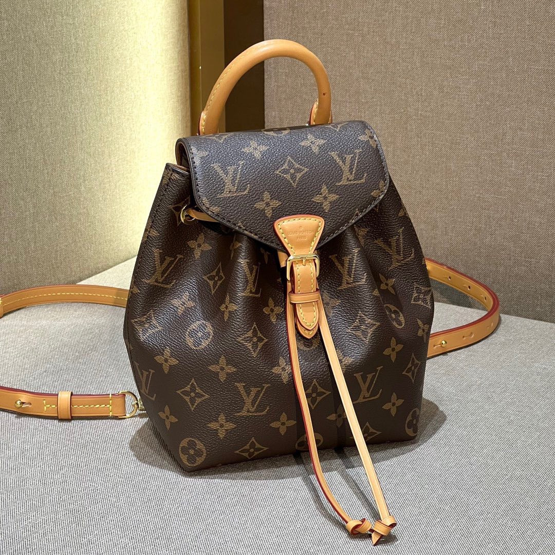 TOP Louis Vuitton LV L*V Montsouris Monogram BB Backpack - Tan