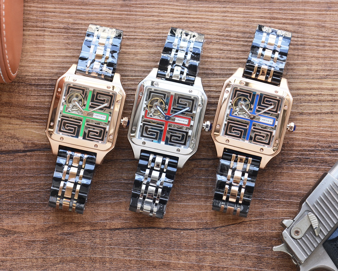 TOP Cartier Men's Watch Stainless Steel Strap Watch 45mm - 3 Colors