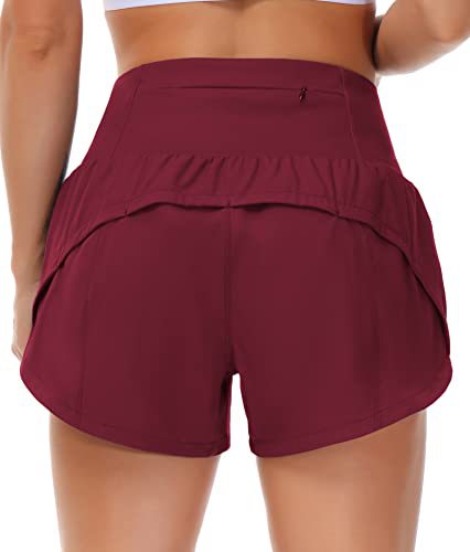 Best-selling women's sports running shorts, high-waisted, faux two-piece with zipper pockets, yoga pants levelkeen