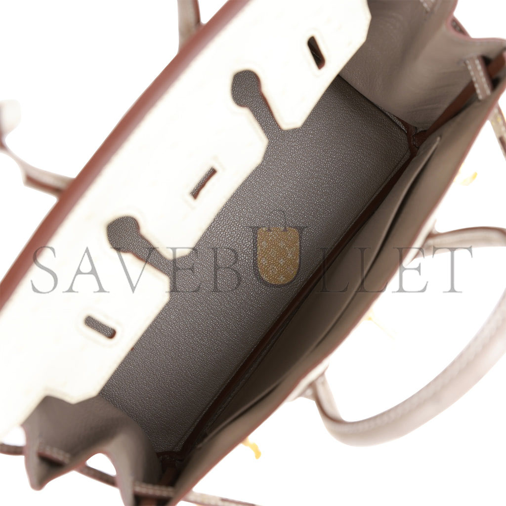 HERMES BIRKIN 25 OSTRICH BRUSHED GOLD HARDWARE (25*20*13cm)