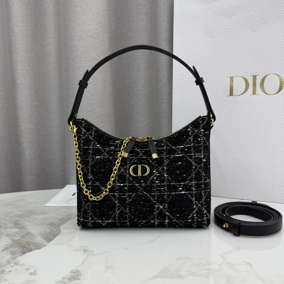 TOP Christian Dior Miss Caro Diorling Mini Bag with Chain 21x17x7cm - Black