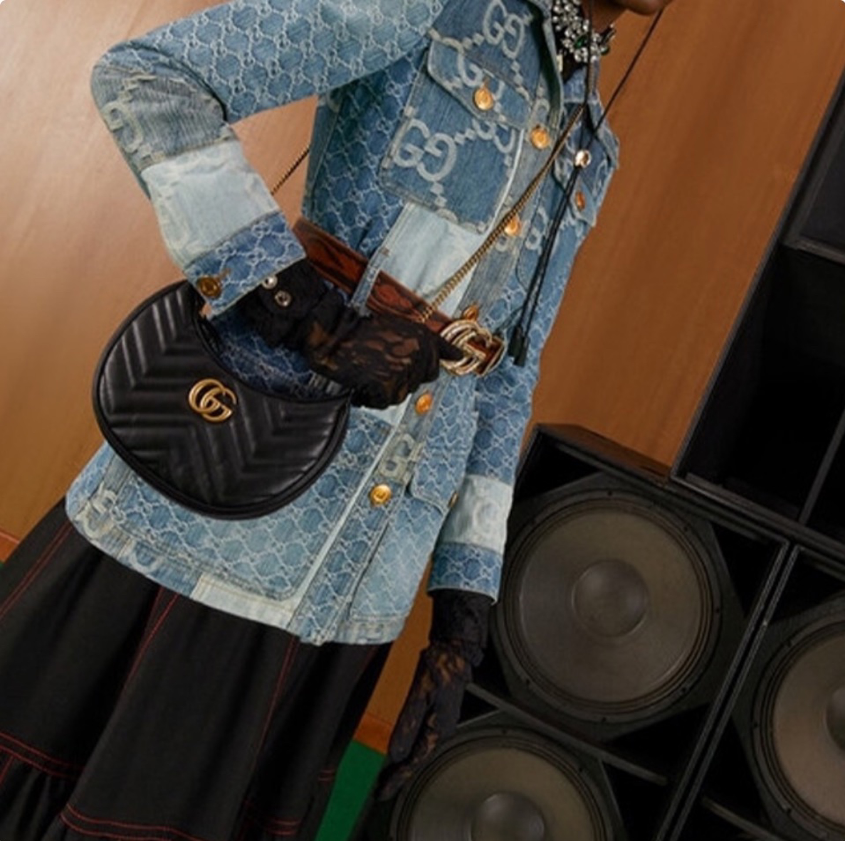 Gucci Marmnt Half Moon Shoulder Bag(Replica)