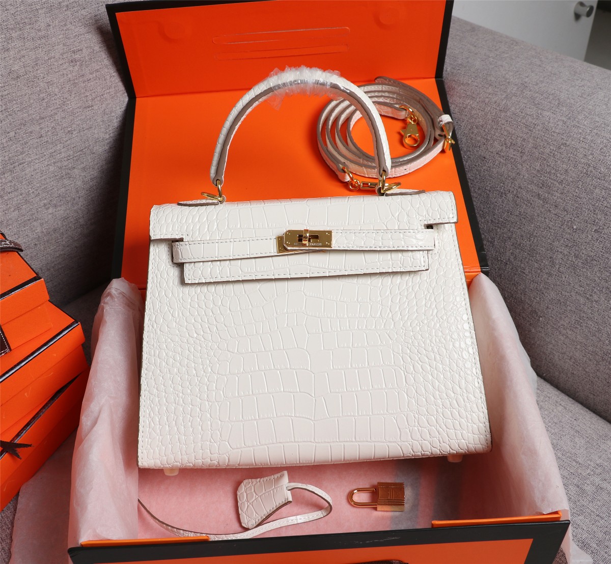 Hermès Kelly Gold Buckle Bag-Crocodile(Replica)