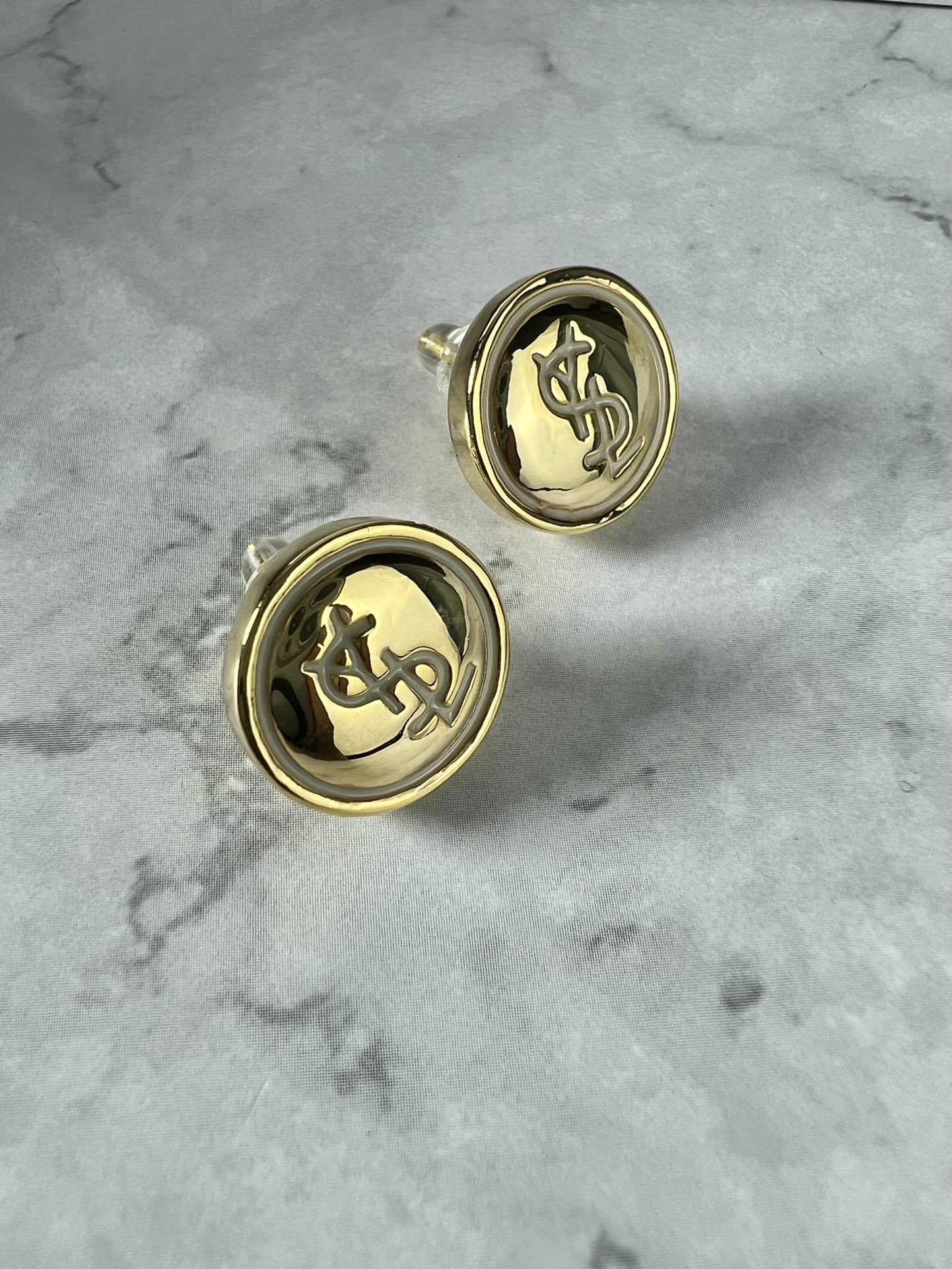 TOP Yves Saint Laurent YSL Coin Earrings