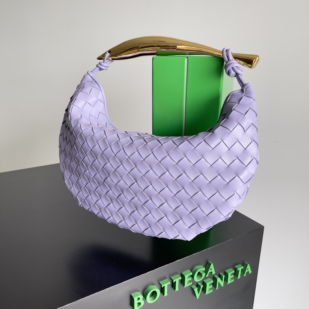 TOP Bottega Veneta BV Sardine Bag 36x3x24cm with Muse Brass Handle - Purple
