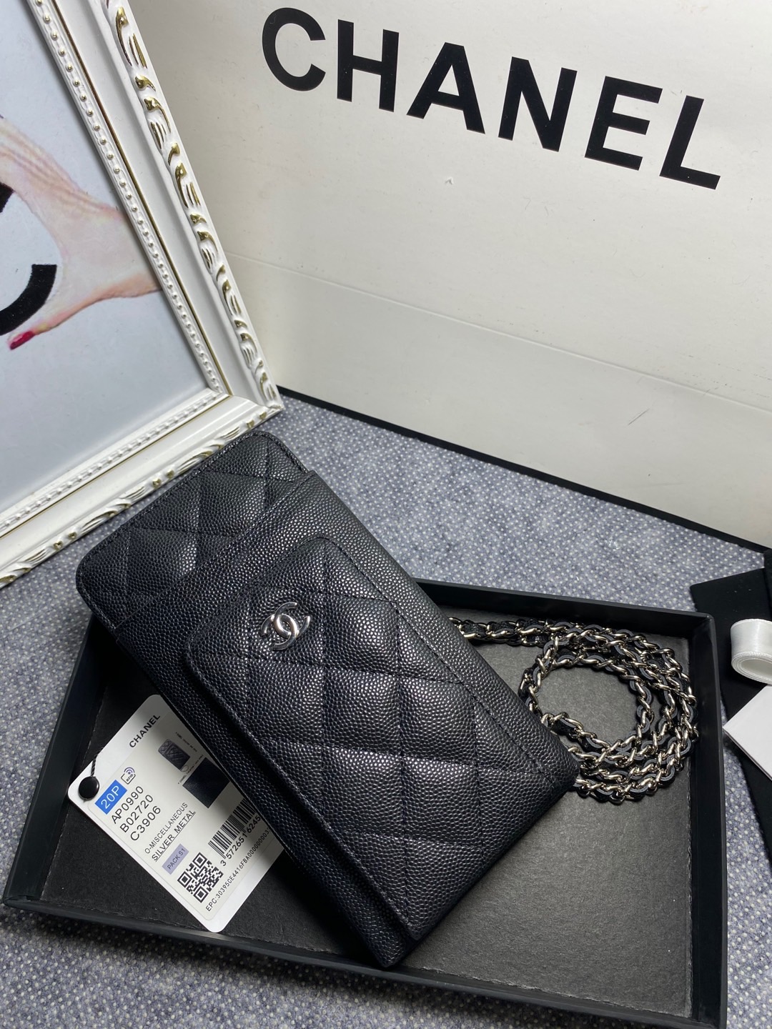 TOP CHANEL Caviar Mobile Phone Bags 18.2*9*3cm - SHW&GHW - Black
