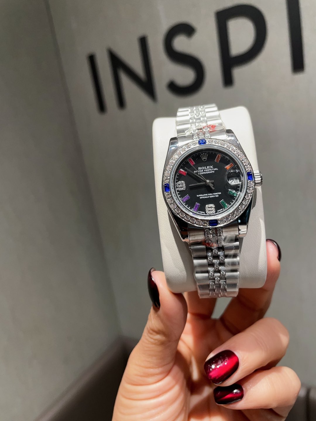 TOP ROLEX Watch with Crystal Diamond on Bezel 31mm - Silver&4 Color