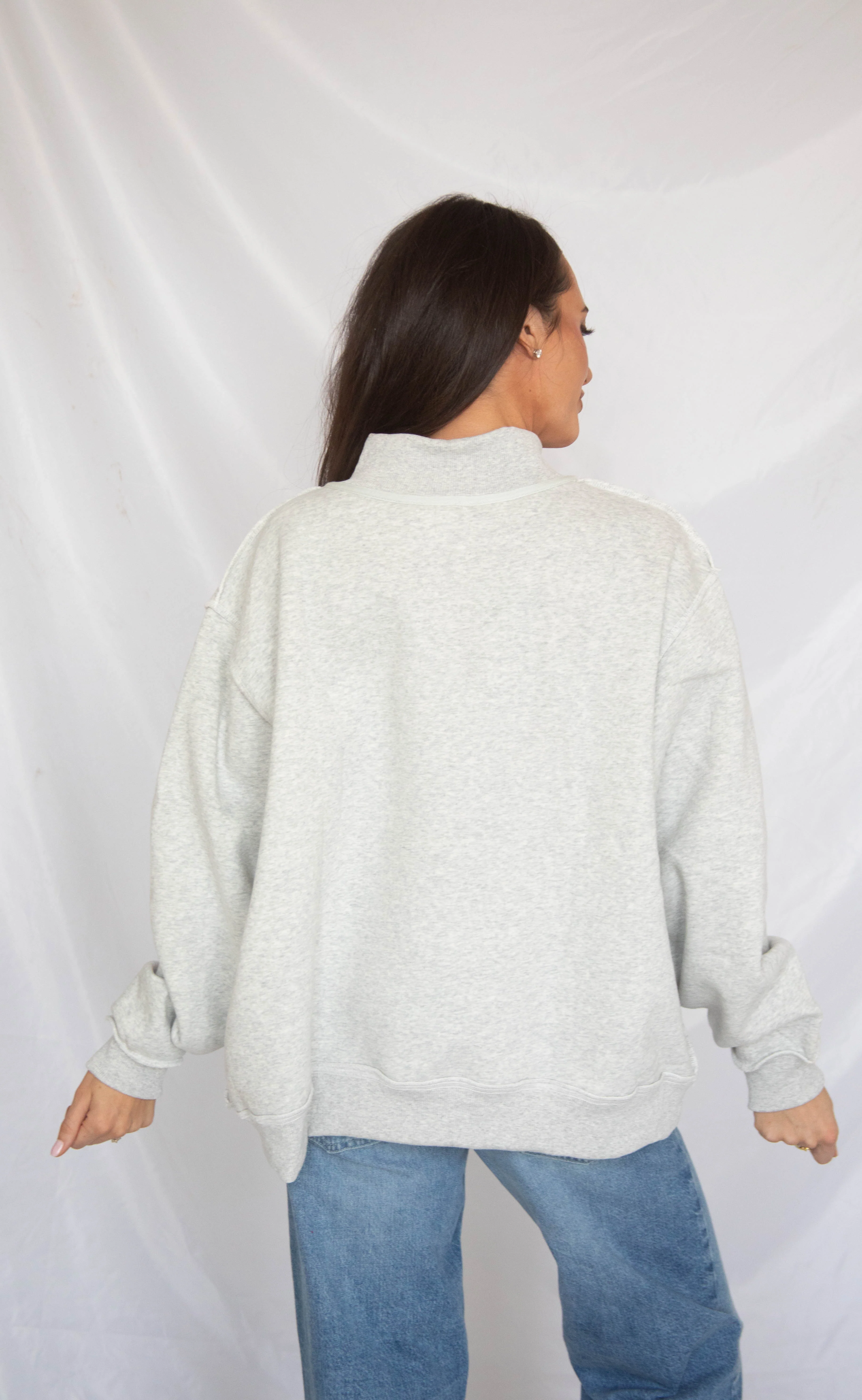 mother embroidered mock neck sweatshirt
