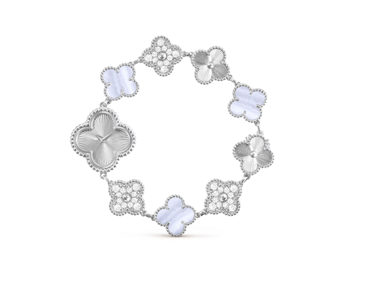 TOP Van Cleef & Arpels Sweet Alhambra Bracelet Watch - Silver & Purple