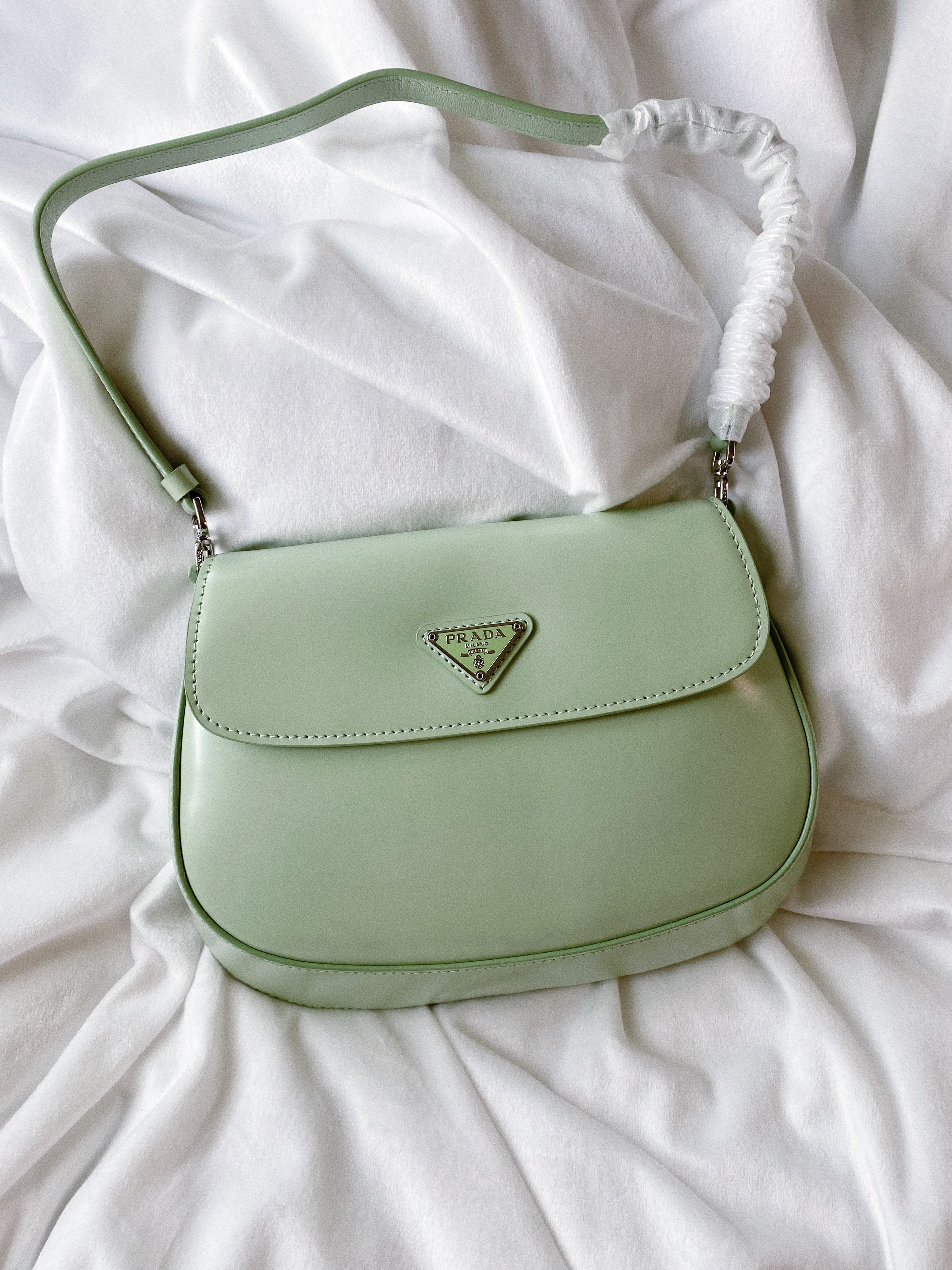 TOP PRADA Cleo Bag Brushed Leather - Green