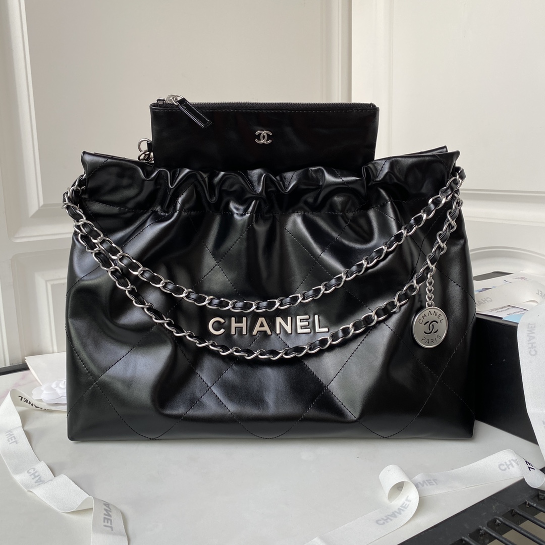 TOP CHANEL Medium 22 Bag 30×45×8cm - Black - GHW&SHW