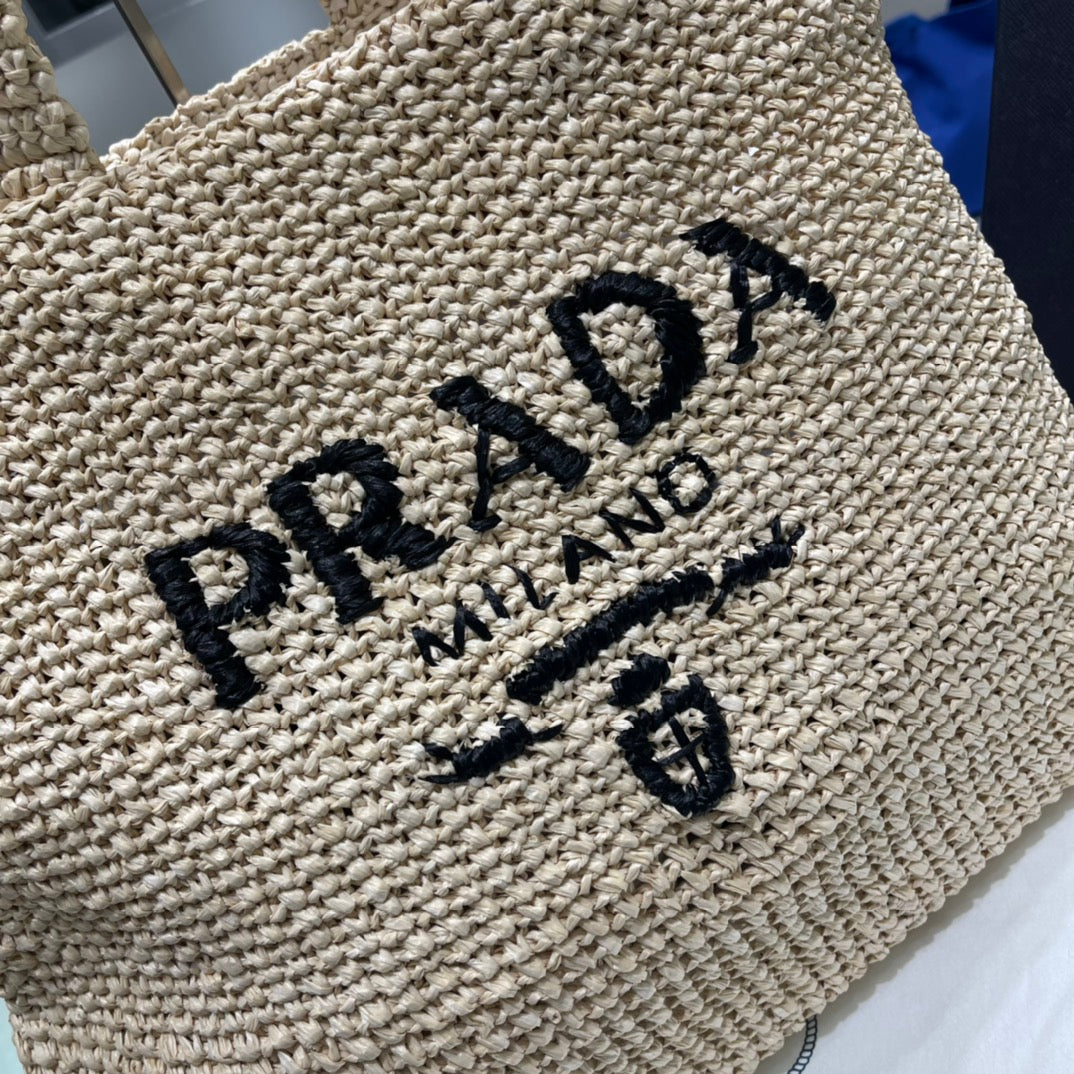 TOP PRADA Raffia Tote Bag 40x34cm - Women