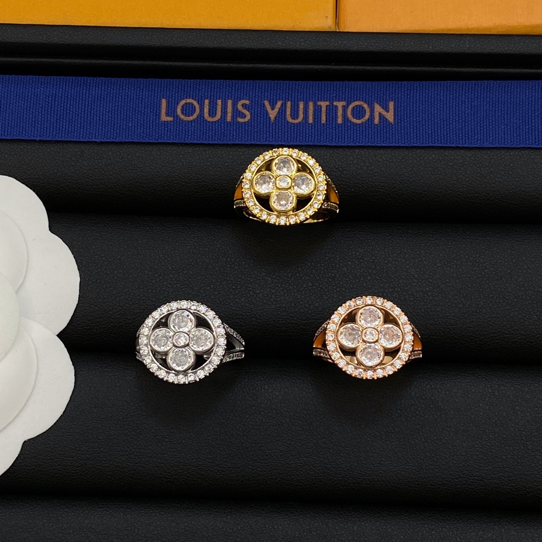 TOP Louis Vuitton LV Diamond Open Ring - 3 Colors