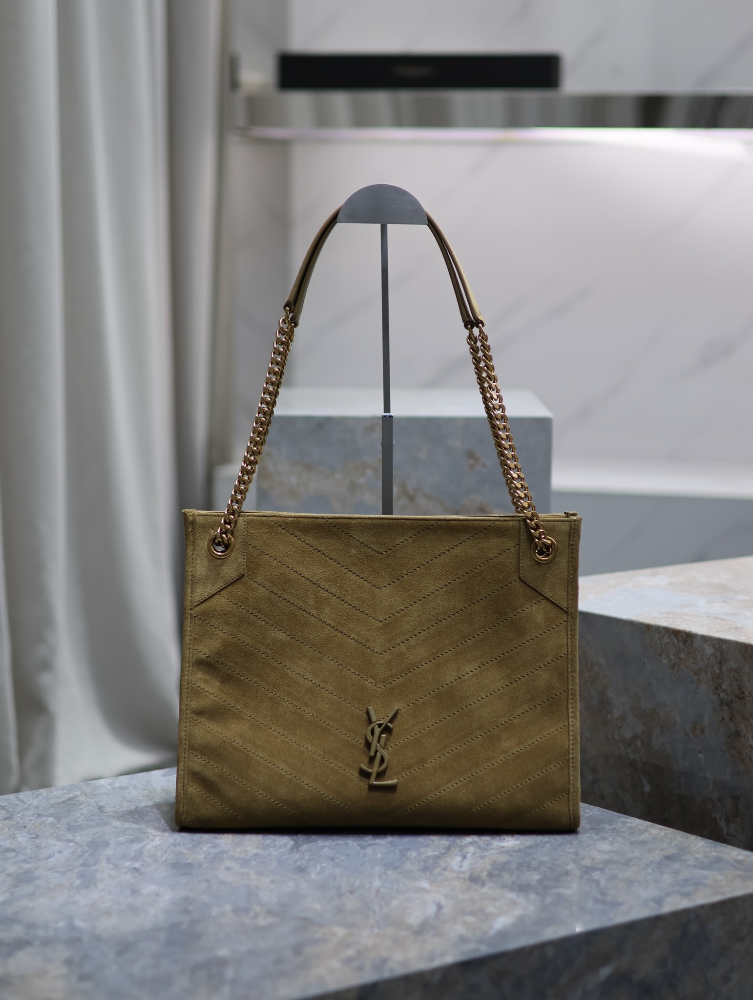 TOP Yves Saint Laurent YSL Medium Niki Shopping Bag - 33x27x11.5cm - Army Green