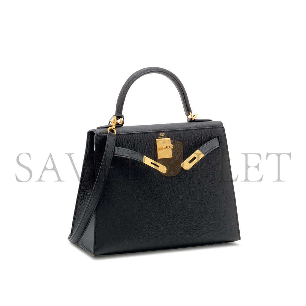 HERMÈS A BLACK EPSOM LEATHER KELLY 28 WITH GOLD HARDWARE (28*22*10cm)