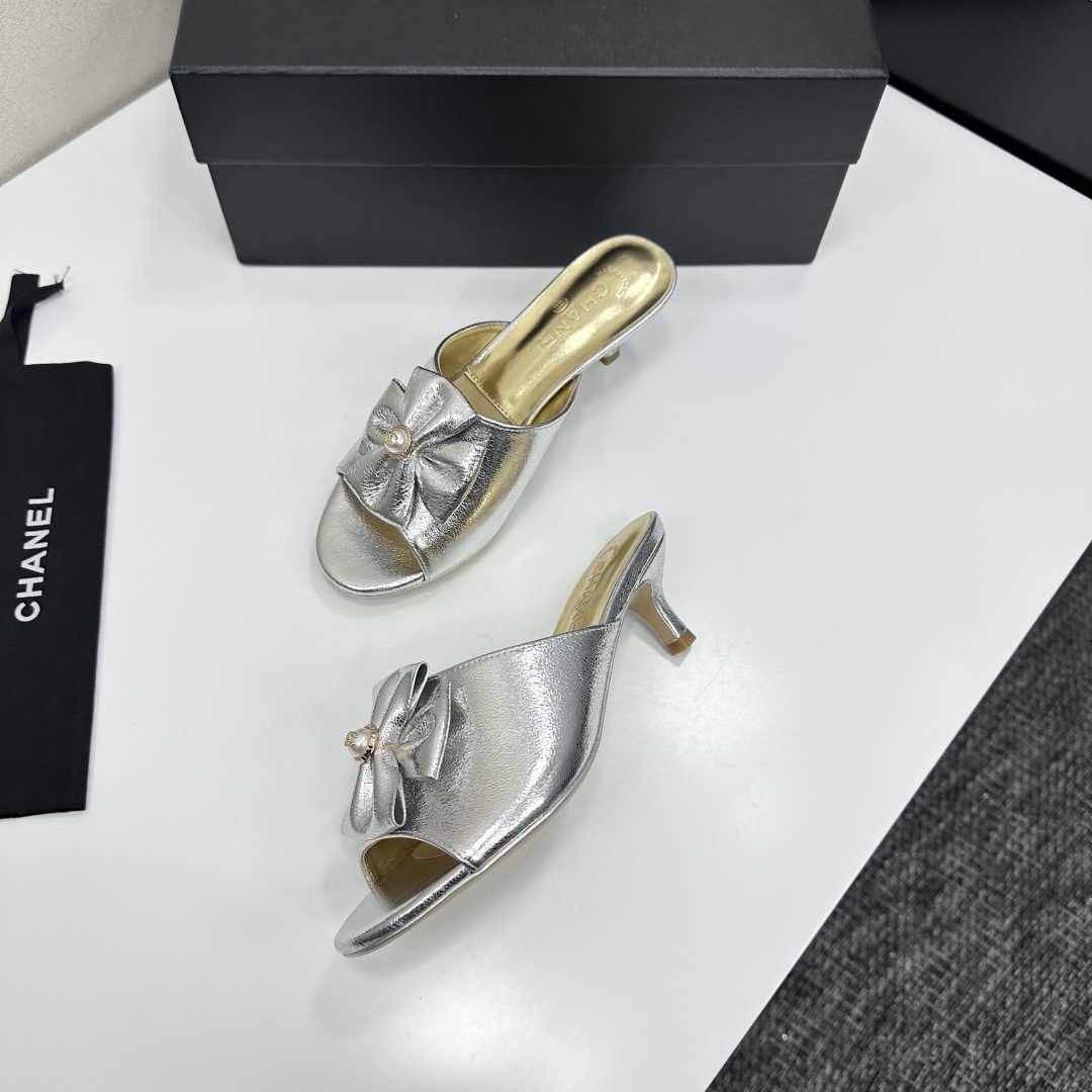 TOP CHANEL 5cm Mid Heel Slides - 6 Color