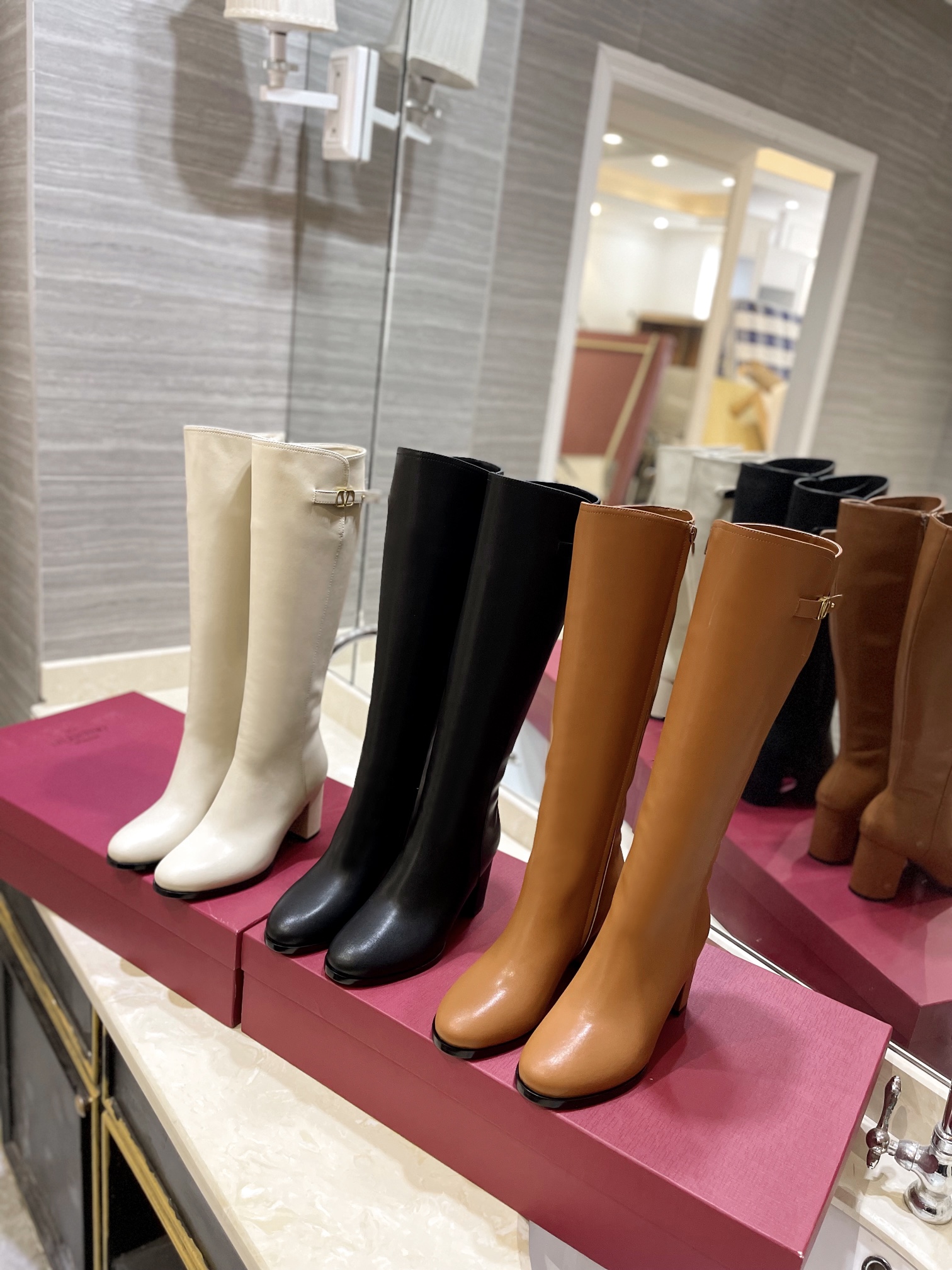 TOP VALENTINO 8cm High Heel Long Boots  - 3 Color