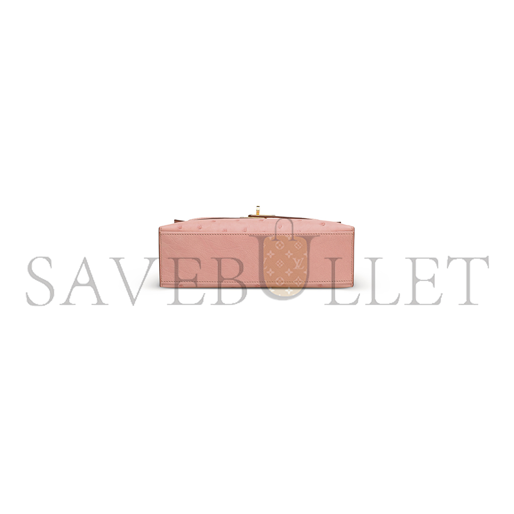 HERMES\HERMÈS A TERRE CUITE OSTRICH KELLY POCHETTE WITH GOLD HARDWARE (22*14*7cm)