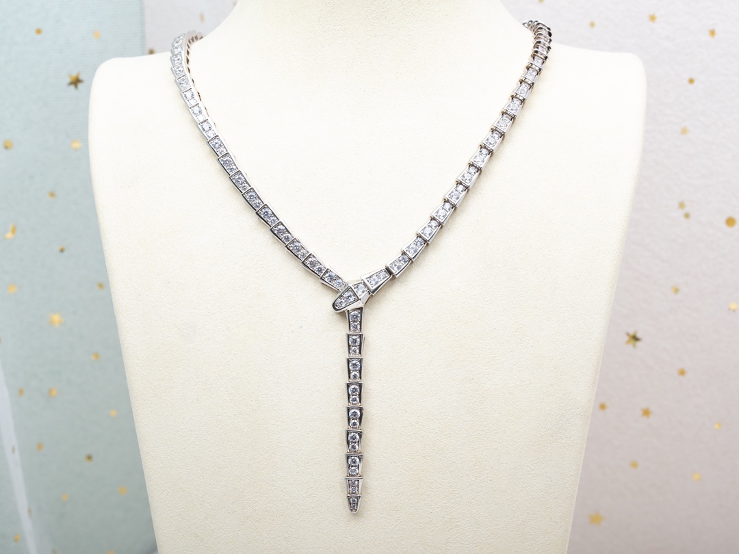 TOP BVLGARI Full Diamond Snake Necklace