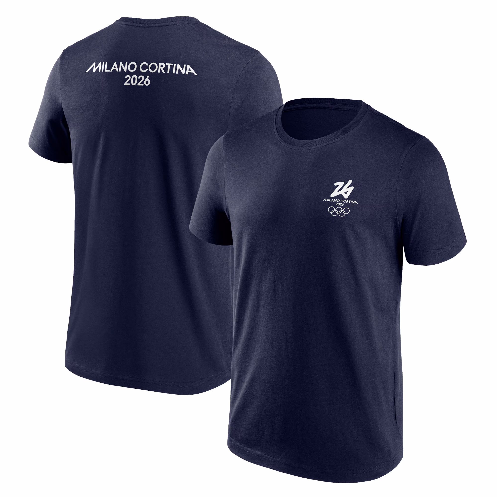 Milano Cortina 2026 Olympics Front & Back Logo Graphic T-Shirt - Navy