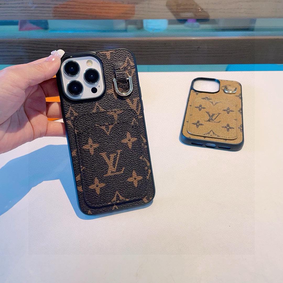 TOP Louis Vuitton LV Phone Case with Pocket - Brown