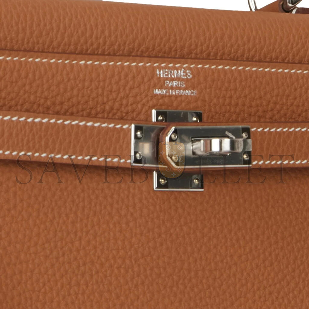 HERMÈS KELLY RETOURNE 25 GOLD TOGO PALLADIUM HARDWARE (25*17*7cm)