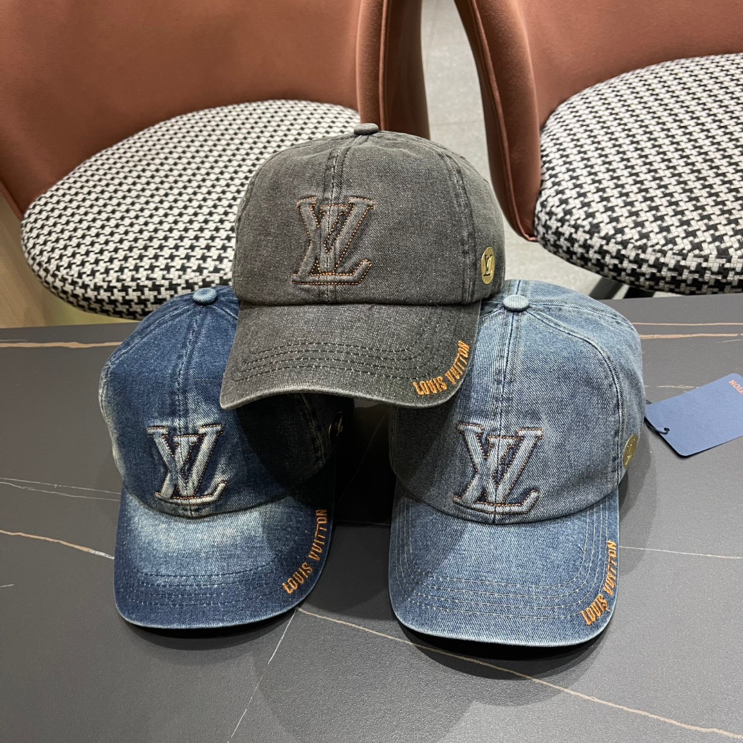 TOP Louis Vuitton LV Denim Baseball Cap - 3 Colors
