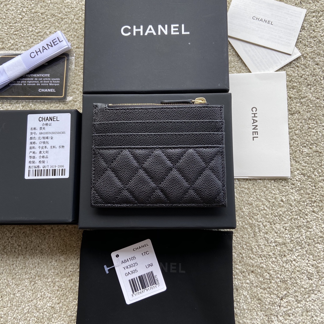 TOP CHANEL Cardholder Calfskin 11.5x9cm - 2 Color & GHW/SHW