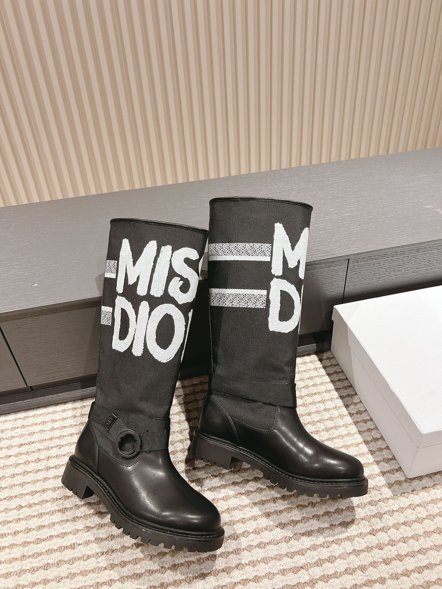TOP Christian Dior D-Major Cloth & Leather Boots with Logo Print - 3 Colors