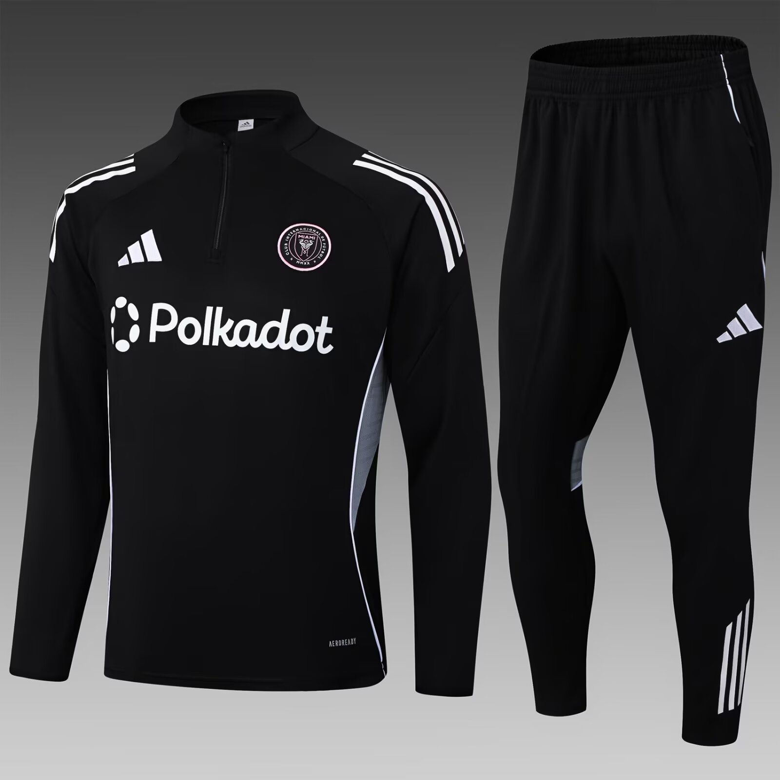 2025/2026 Inter Miami Half-Pull Training Suit Black Soccer Jersey 1:1 Thai Quality Set