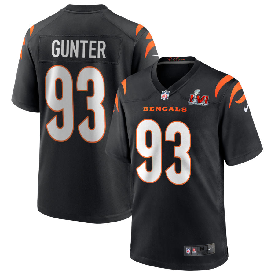 Jeff Gunter Cincinnati Bengals  Super Bowl LVI Game Jersey - Black